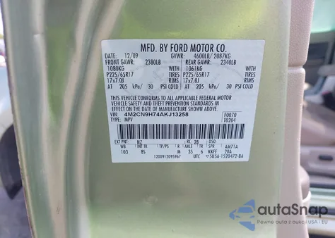 2010 Mercury Mariner Premier из США, поврежденный, VIN 4M2CN9H74AKJ13258